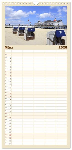 Produktbild: Familienplaner 2026 - Die Seeb&auml;der 2026 mit 5 Spalten (Wandkalender, 21 x 45 cm) CALVENDO