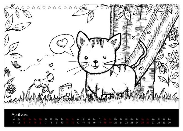 Produktbild: Bezaubernde Mini-Monster - Ein Ausmal-Kalender (Wandkalender 2026 DIN A4 quer), CALVENDO Monatskalender