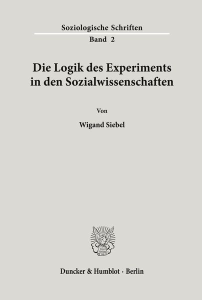 Produktbild: Die Logik des Experiments in den Sozialwissenschaften.