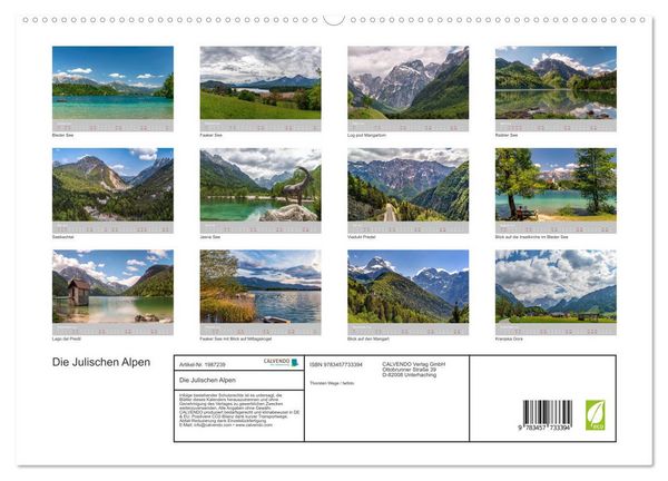 Produktbild: Die Julischen Alpen (hochwertiger Premium Wandkalender 2026 DIN A2 quer), Kunstdruck in Hochglanz