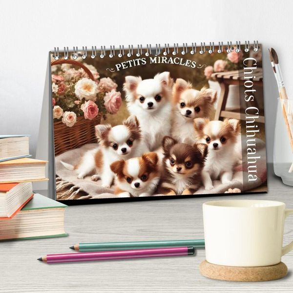Produktbild: Chiots Chihuahua - Petits miracles (Calendrier de bureau 2026 DIN A5 vertical), CALVENDO calendrier mensuel