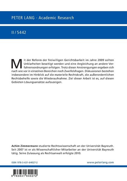 Produktbild: Die Abaenderbarkeit von Entscheidungen in der freiwilligen Gerichtsbarkeit
