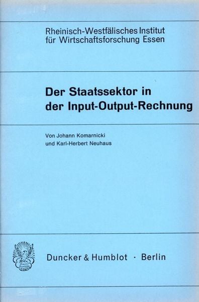 Produktbild: Der Staatssektor in der Input-Output-Rechnung.