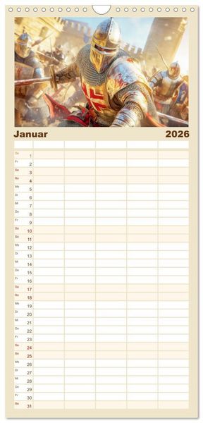 Produktbild: Familienplaner 2026 - Mittelalter - Ein Blick in diese Zeit mit 5 Spalten (Wandkalender, 21 x 45 cm) CALVENDO