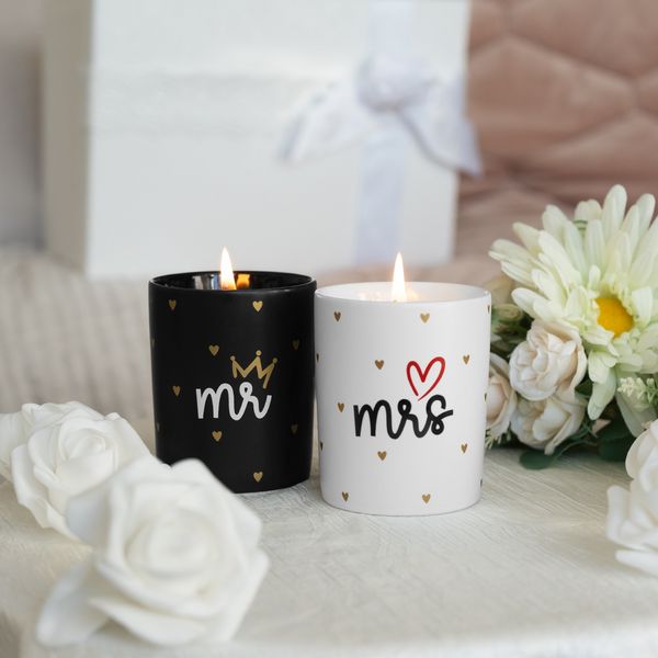 Produktbild: Kerzen-Set Motiv "Hochzeit Mr. & Mrs."