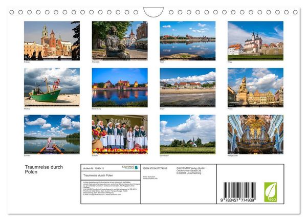 Produktbild: Traumreise durch Polen (Wandkalender 2026 DIN A4 quer), CALVENDO Monatskalender