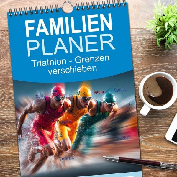 Produktbild: Familienplaner 2026 - Triathlon - Grenzen verschieben mit 5 Spalten (Wandkalender, 21 x 45 cm) CALVENDO