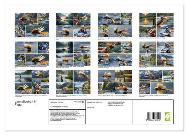 Produktbild: Lachsfischen im Fluss (hochwertiger Premium Wandkalender 2026 DIN A2 quer), Kunstdruck in Hochglanz