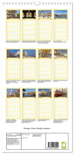 Produktbild: Familienplaner 2026 - Portugal - Porto, Coimbra, Lissabon mit 5 Spalten (Wandkalender, 21 x 45 cm) CALVENDO