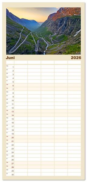 Produktbild: Familienplaner 2026 - Vom S&uuml;dkap zum Nordkap mit 5 Spalten (Wandkalender, 21 x 45 cm) CALVENDO
