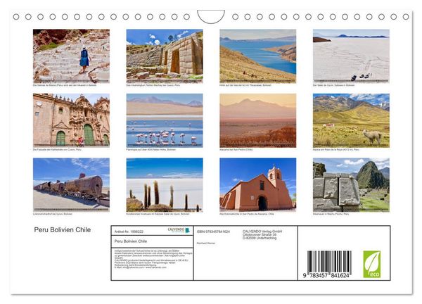 Produktbild: Peru Bolivien Chile (Wandkalender 2026 DIN A4 quer), CALVENDO Monatskalender