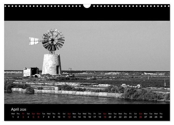 Produktbild: Black and White Sicily (Wall Calendar 2026 DIN A3 landscape), CALVENDO 12 Month Wall Calendar