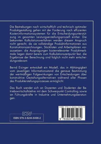 Produktbild: Konstruktionsbegleitende Kalkulation