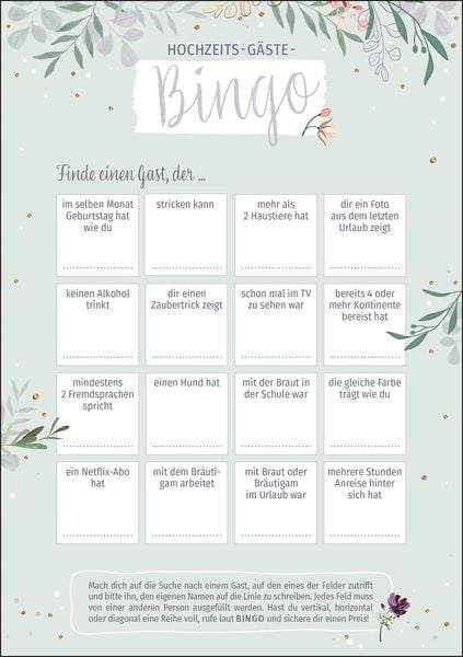 Produktbild: Hochzeits-G&auml;ste-Bingo