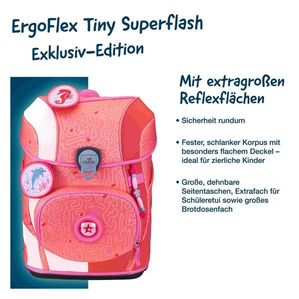 Produktbild: DerDieDas Schulranzen Set ErgoFlex Tiny Superflash, Schulranzen Set, 5tlg, Coral Reef