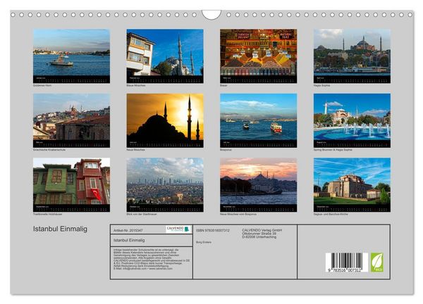 Produktbild: Istanbul Einmalig (Wandkalender 2026 DIN A3 quer), CALVENDO Monatskalender