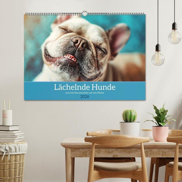 Produktbild: L&auml;chelnde Hunde sind wie Sonnenschein auf vier Pfoten (Wandkalender 2026 DIN A2 quer), CALVENDO Monatskalender