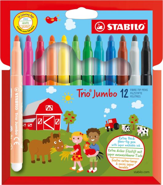 Produktbild: STABILO Dicker Filzstift -  Trio Jumbo - 12er Pack - 12 Farben