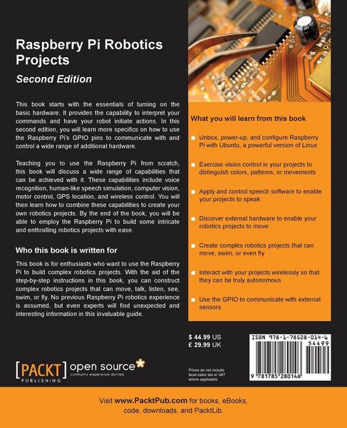 Produktbild: Raspberry Pi Robotics Projects - Second Edition
