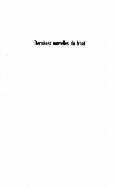 Produktbild: Dernieres nouvelles du front