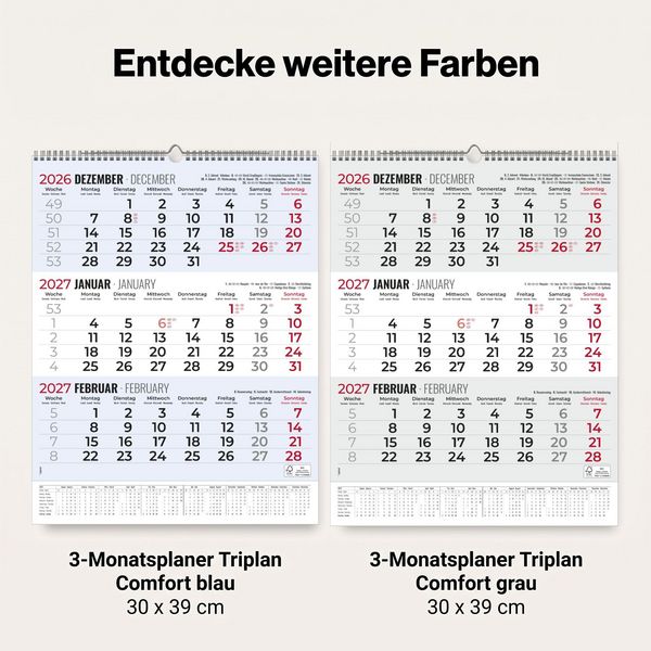 Produktbild: 3-Monatsplaner Triplan Comfort blau 2027