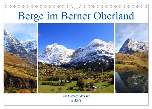 Berge im Berner Oberland (Wandkalender 2026 DIN A4 quer), CALVENDO Monatskalender