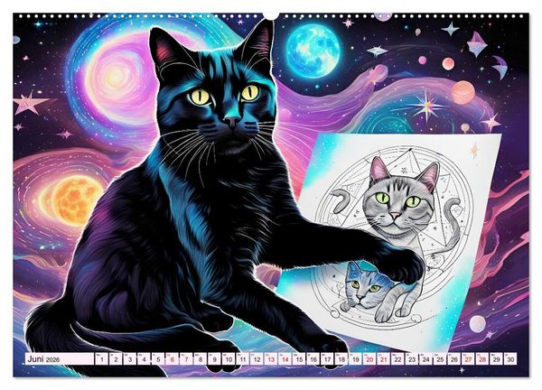 Produktbild: Katzen Schnurrige K&uuml;nstler (Wandkalender 2026 DIN A2 quer), CALVENDO Monatskalender
