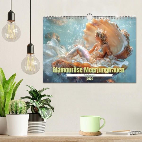 Produktbild: Glamour&ouml;se Meerjungfrauen - Fabelwesen (Wandkalender 2026 DIN A4 quer), CALVENDO Monatskalender