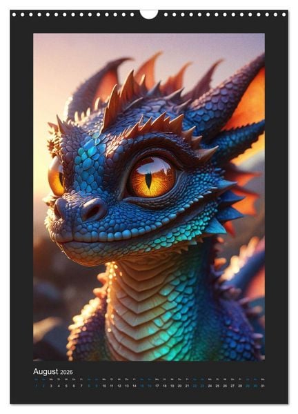 Produktbild: Verzauberte Drachen: Ein Jahr voll kleiner Wunder! (Wandkalender 2026 DIN A3 hoch), CALVENDO Monatskalender