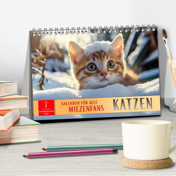 Produktbild: Katzen - Kalender f&uuml;r alle Miezenfans (Tischkalender 2026 DIN A5 quer), CALVENDO Monatskalender