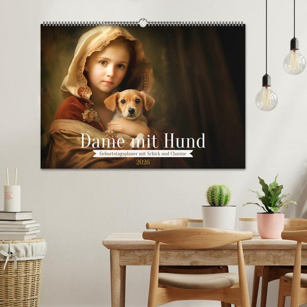 Produktbild: Dame mit Hund (Wandkalender 2026 DIN A2 quer), CALVENDO Monatskalender