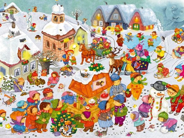 Produktbild: CALVENDO Puzzle Juhu, der erste Schnee | 1000 Teile Lege-Gr&ouml;&szlig;e 64x48cm Foto-Puzzle f&uuml;r gl&uuml;ckliche Stunden