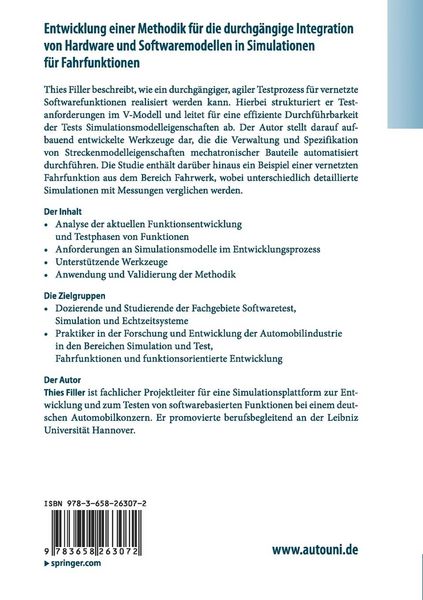 Produktbild: Entwicklung einer Methodik f&uuml;r die durchg&auml;ngige Integration von Hardware und Softwaremodellen in Simulationen f&uuml;r Fahrfunktionen