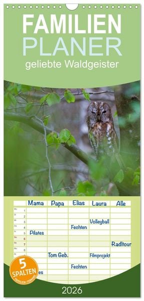 Produktbild: Familienplaner 2026 - geliebte Waldgeister mit 5 Spalten (Wandkalender, 21 x 45 cm) CALVENDO