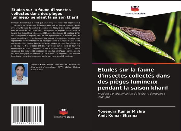 Produktbild: Etudes sur la faune d'insectes collect&eacute;s dans des pi&egrave;ges lumineux pendant la saison kharif