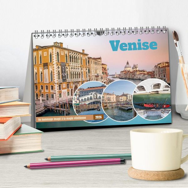 Produktbild: Venise - Un hommage imag&eacute; &agrave; la magie v&eacute;nitienne (Calendrier de bureau 2026 DIN A5 vertical), CALVENDO calendrier mensuel