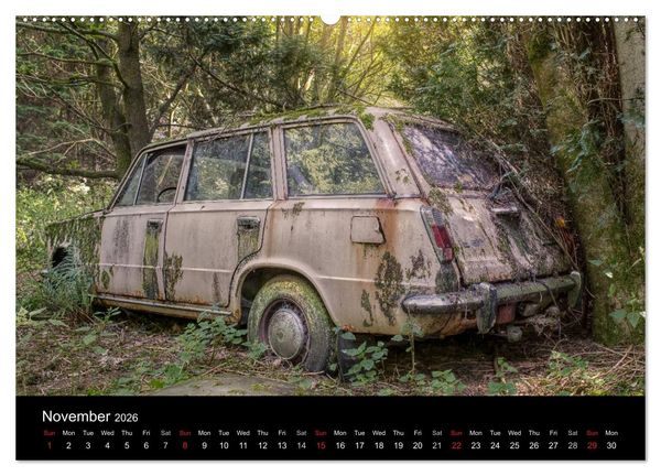 Produktbild: Sleeping Beauties Old Rusty Cars (High Quality Premium Wall Calendar 2026 DIN A2 landscape),CALVENDO 12 Month Wall Calendar