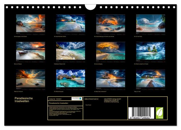 Produktbild: Paradiesische Inselwelten (Wandkalender 2026 DIN A4 quer), CALVENDO Monatskalender