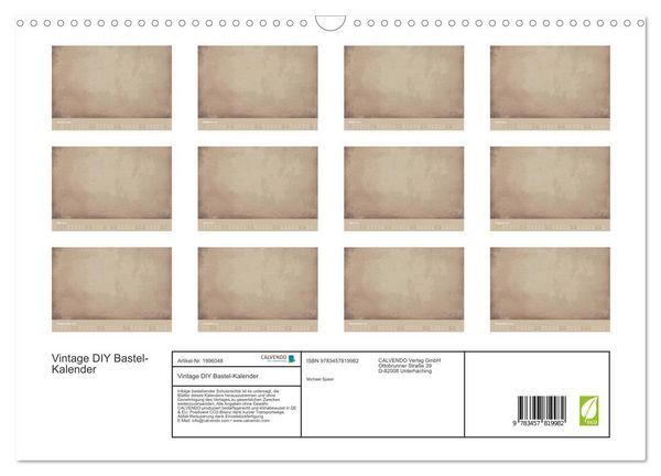 Produktbild: Vintage DIY Bastel-Kalender (Wandkalender 2026 DIN A3 quer), CALVENDO Monatskalender