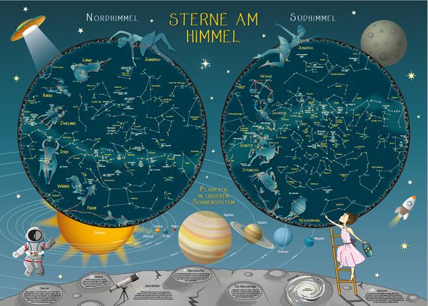 Produktbild: Sterne am Himmel Sternenkarte f&uuml;r Grundsch&uuml;ler