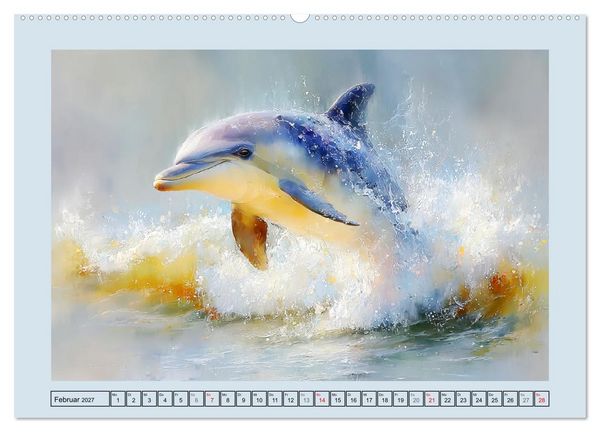 Produktbild: Delfine. Botschafter und T&auml;nzer der Meere (hochwertiger Premium Wandkalender 2027 DIN A2 quer), Kunstdruck in Hochglanz