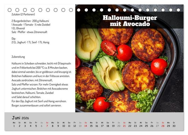 Produktbild: Rezepte f&uuml;r die Hei&szlig;luftfritteuse - vegetarisch, schnell und einfach (Tischkalender 2026 DIN A5 quer), CALVENDO Monatskalender