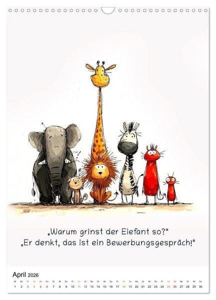 Produktbild: Tierische. Witzig. Wahr. (Wandkalender 2026 DIN A3 hoch), CALVENDO Monatskalender