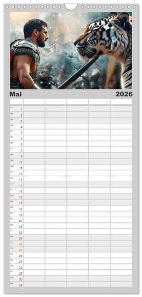 Produktbild: Familienplaner 2026 - Gladiatoren - ein Leben f&uuml;r den Kampf mit 5 Spalten (Wandkalender, 21 x 45 cm) CALVENDO
