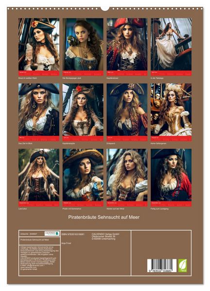 Produktbild: Piratenbr&auml;ute Sehnsucht auf Meer (hochwertiger Premium Wandkalender 2026 DIN A2 hoch), Kunstdruck in Hochglanz
