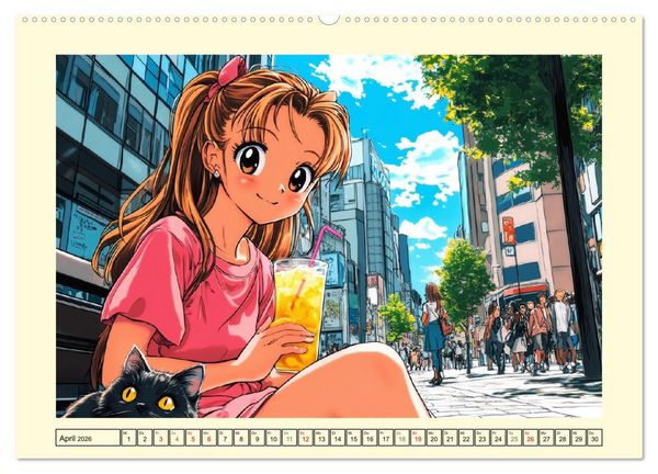 Produktbild: Manga M&auml;dchen. Ein Jahr voller Stadtabenteuer (Wandkalender 2026 DIN A2 quer), CALVENDO Monatskalender
