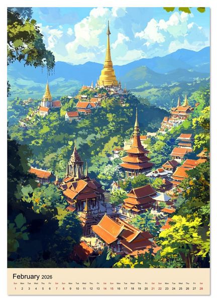 Produktbild: Thailand meets Anime (Wall Calendar 2026 DIN A3 portrait), CALVENDO 12 Month Wall Calendar
