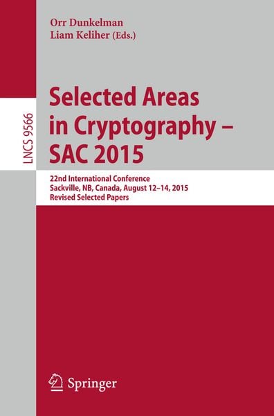 Produktbild: Selected Areas in Cryptography - SAC 2015