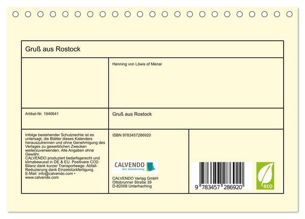 Produktbild: Gru&szlig; aus Rostock (Tischkalender 2026 DIN A5 quer), CALVENDO Monatskalender