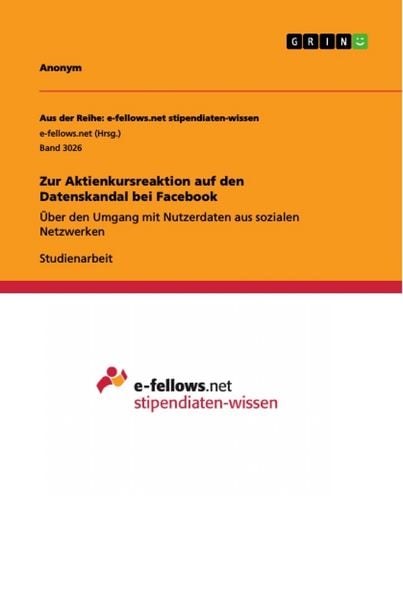 Produktbild: Zur Aktienkursreaktion auf den Datenskandal bei Facebook